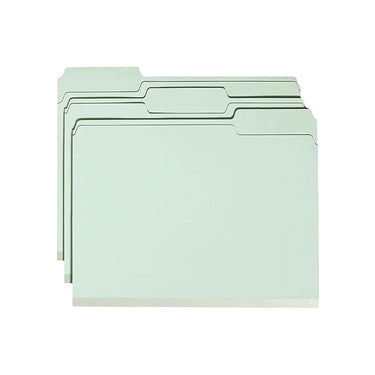 Smead Pressboard Classification Folders with SafeSHIELD Fasteners, 1/3-Cut Tab, Letter Size, Gray/Green, 25/Box (14934)